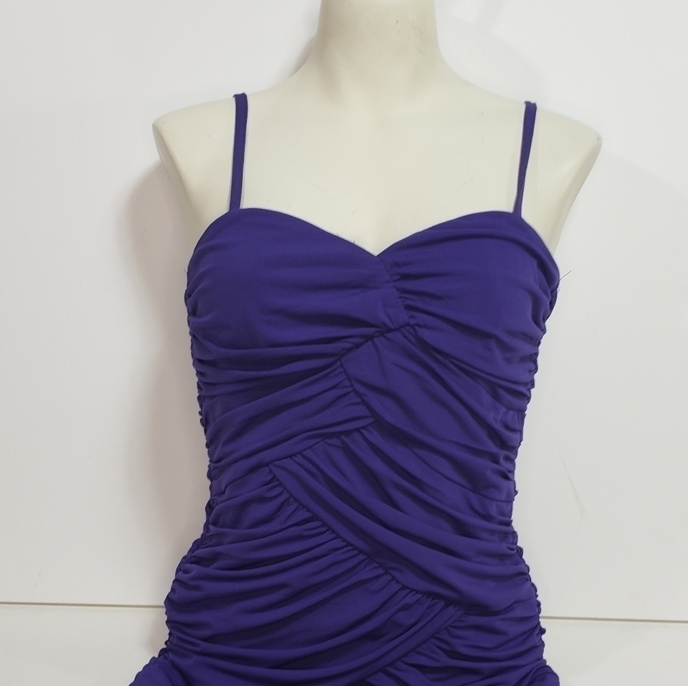 Deep Purple Ruffled Suzy Sheer Formal Dress - Picture 4 of 7
